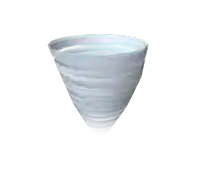 a cone shaped container with a white background