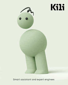 an advertisement for kili shows a green figure