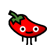 a cartoon drawing of a red chili pepper with a face and a green stem .