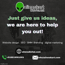 an advertisement for alienskart web pvt. ltd