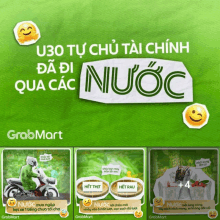 a grabmart ad shows a man on a motorcycle