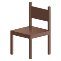 a brown chair with a white background is shown in an isometric view