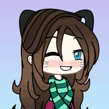 a drawing of a girl with a cat ear smiling