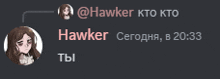 a screenshot of a conversation between hawker and you