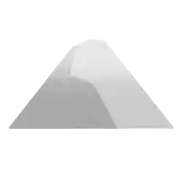 a gray triangle with a white background and a few dots on it