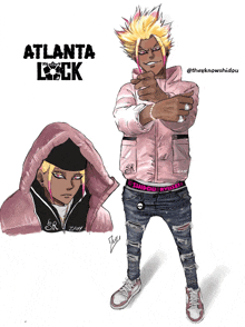 a drawing of a man with the name atlanta lock on it