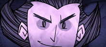 a cartoon drawing of a man with a purple face