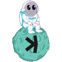 a cartoon drawing of an astronaut sitting on top of a planet