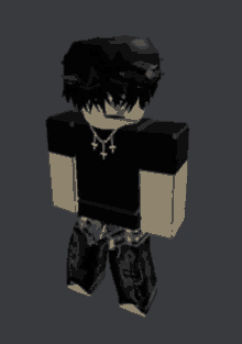 a 3d model of a boy wearing a black shirt and jeans .