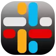 a slack app icon with a black background and colorful lines