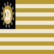 a flag with a doge coin on it