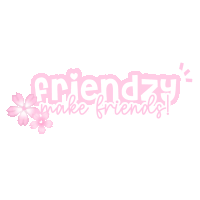 a logo that says friendzy make friends with pink flowers