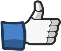 a thumbs up sign with a blue sleeve on it