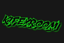 a neon green sign that says " kifexroom " on a black background