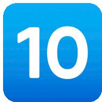 a blue square with a white number 10 on it