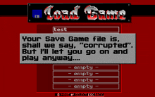 a screen that says load game on it