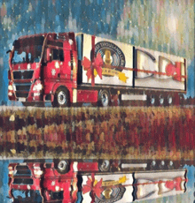 a painting of a red and white truck that says most thousand times on the side