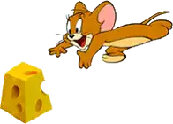 jerry from tom and jerry is looking at a piece of cheese