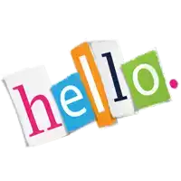 the word hello is cut out of colorful pieces of paper