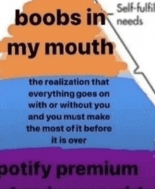 a meme that says boobs in my mouth is over