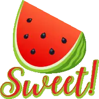 a slice of watermelon with the words sweet written below it