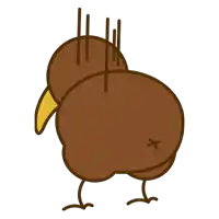 a cartoon drawing of a brown bird with a yellow beak and feet