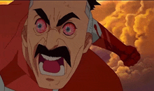 a cartoon of a man with a mustache screaming with his mouth open