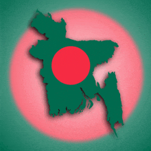 a map of bangladesh with a red circle on it