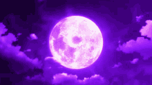 a purple full moon in a dark purple sky