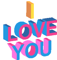 a colorful sign that says " i love you " on a white background