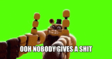 a cartoon character with a green screen says `` ooh nobody gives a shit '' .