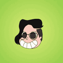 a cartoon drawing of a person wearing sunglasses and a big smile