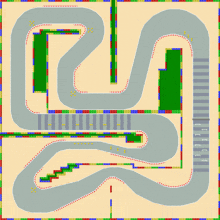 a drawing of a race track with the letter l on the bottom