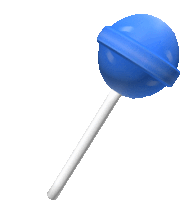 a blue lollipop with a white stick is on a white background