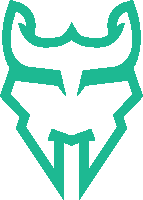 a green drawing of a bull 's head with horns and a letter t