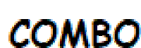 the word combo is displayed in a pixelated image