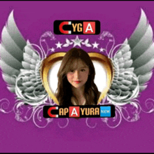 a picture of a girl with wings and the words cap a yura new on the bottom