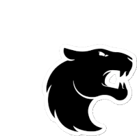 a black and white silhouette of a panther 's head with its mouth open .