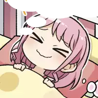 a cartoon drawing of a girl with pink hair laying in bed