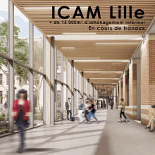 an artist 's impression of a hallway with the words icam lille on the top