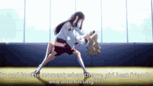 a cartoon of two girls dancing with the caption " ko and kookie moment when theyre girl best friends and also kissing "