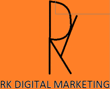 a logo for rk digital marketing with a black letter r