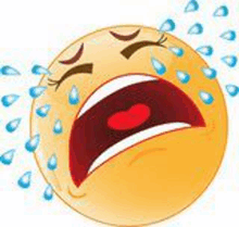 a cartoon illustration of a crying smiley face with tears coming out of its eyes .