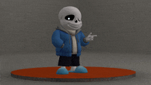 a 3d model of sans the skeleton standing on a red circle