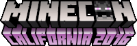 a logo for minecraft california 2016 has a purple border