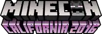 a logo for minecraft california 2016 has a purple border