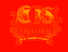 a red background with the letters ccs 2008 x 2018 on it