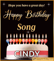 a birthday card for cindy with candles on it