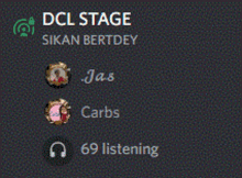 a screenshot of the dcl stage showing 69 listeners