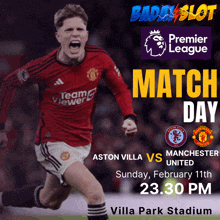 a poster for a premier league match on february 11th